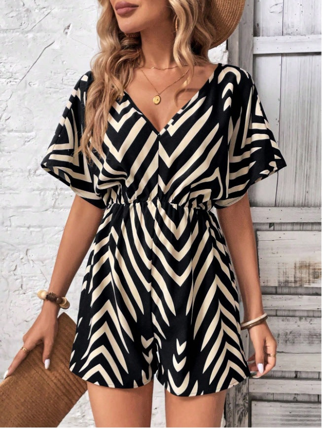 Damen Jumpsuit mit modernem Chevron-Design R&B