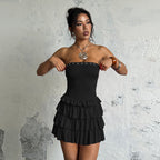 Damen Rüschensommerkleid mit schulterfreiem Design R&B