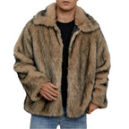 Herren Luxuriöse Kunstpelzjacke mit breitem Revers R&B
