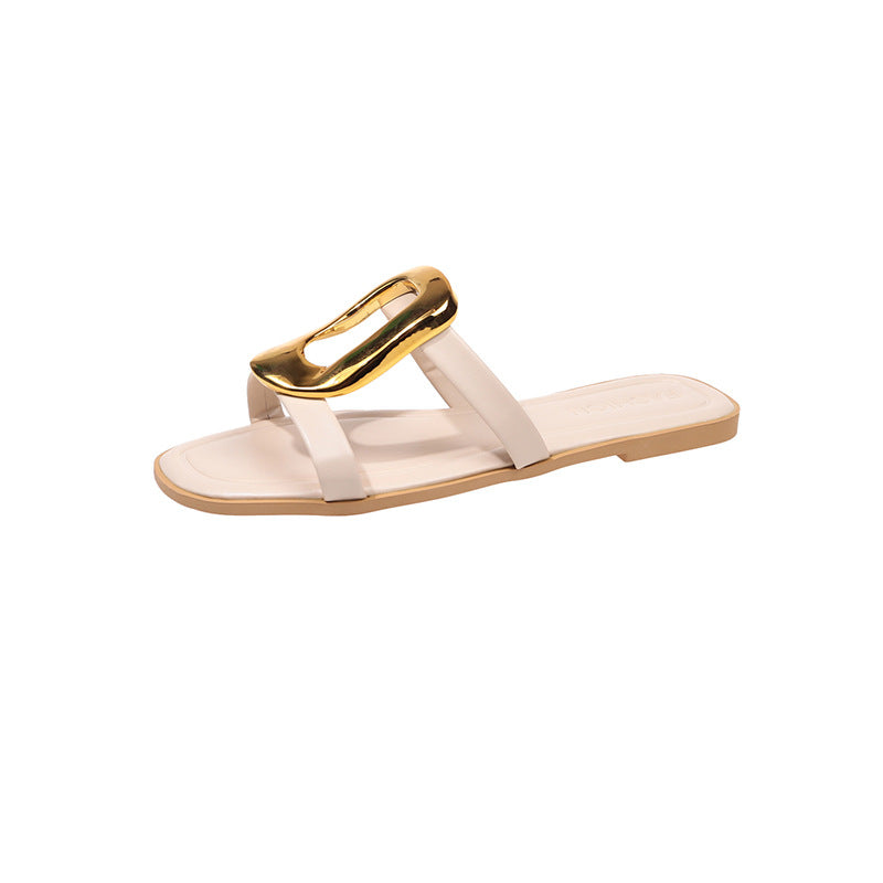 Damen modische Zehentrenner-Sandalen mit elegantem Metall-Detail R&B