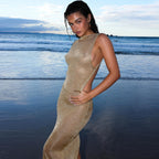 Damen Elegantes, figurbetontes Maxikleid mit schimmerndem Glanz R&B