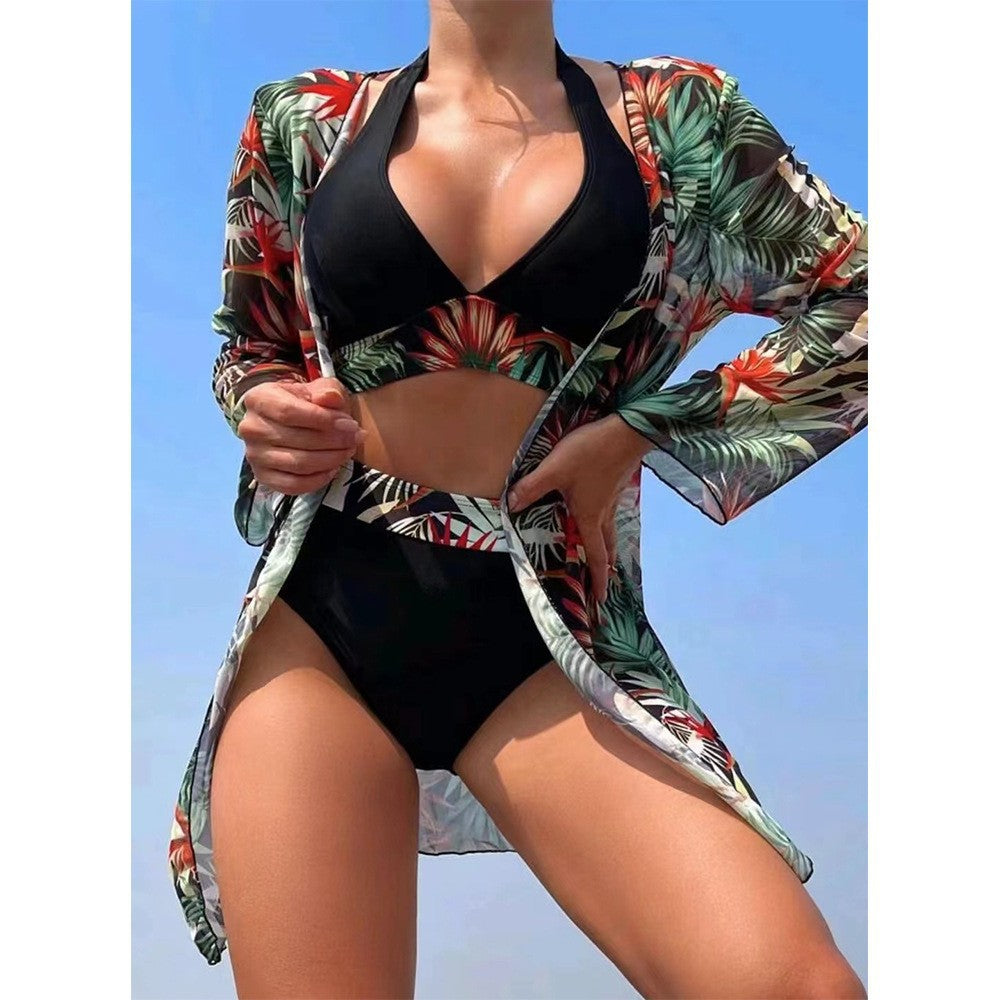Damen Bikini-Set mit floralem Cover-Up R&B