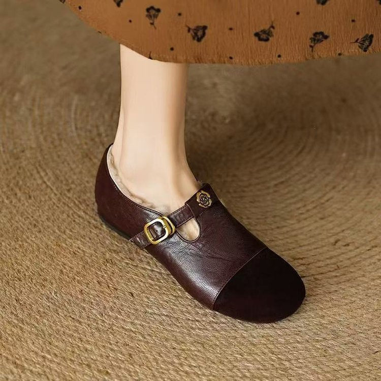 Damen elegante Mokassins mit modischen Schnallen und weichem Innenfutter R&B