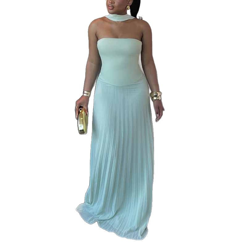 Damen Plissiertes Maxikleid mit elegantem Schulterband und figurschmeichelndem Schnitt R&B