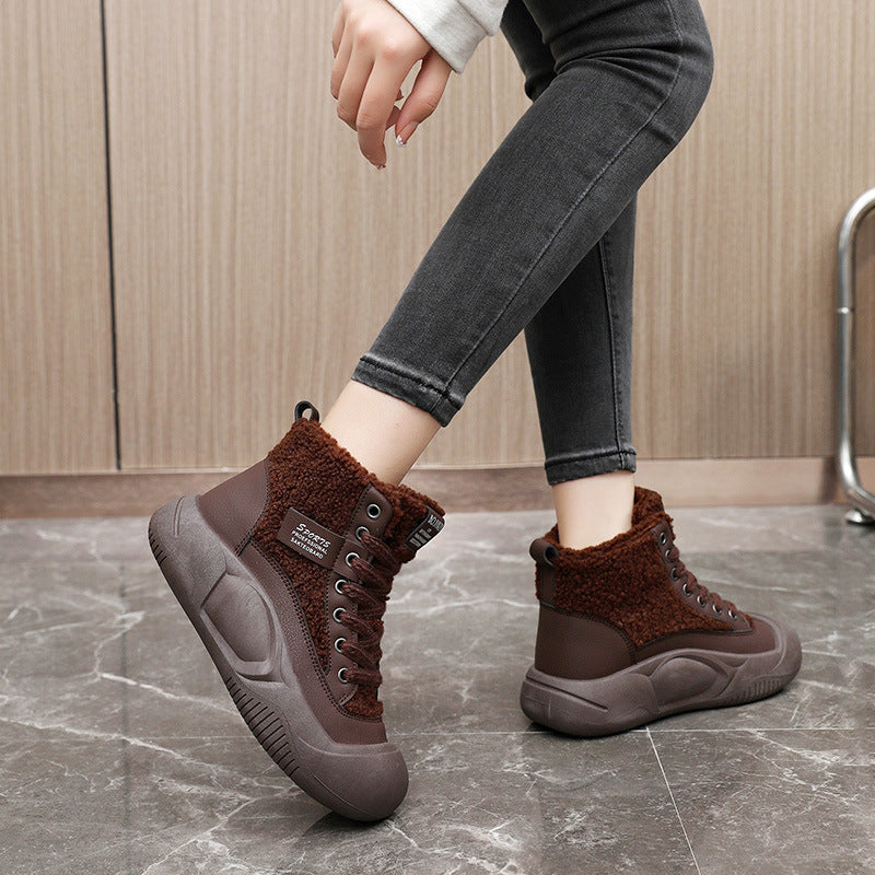 Damen warme High-Top Stiefel mit kuscheligem Innenfutter und rutschfester Sohle R&B