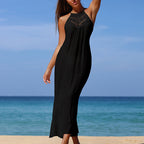 Damen Maxikleid mit elegantem Häkeloberteil und lockerer Silhouette R&B