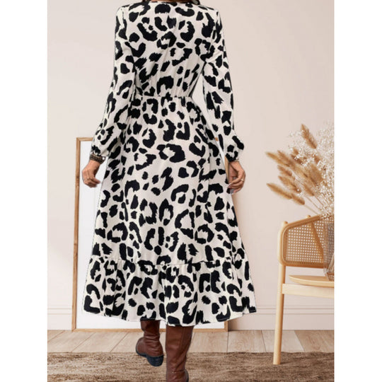 Damen Maxikleid mit asymmetrischem Schnitt und trendigem Leopardenmuster R&B