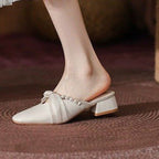 Damen Komfortable Mules mit eleganter Perlenverzierung und modischem Knoten-Design R&B
