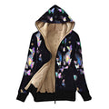 Damen Kuscheljacke mit Kapuze und buntem Schmetterlingsdesign R&B
