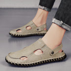 Damen Hochwertige Leder-Sandalen mit atmungsaktiven Einsätzen und rutschfester Sohle R&B