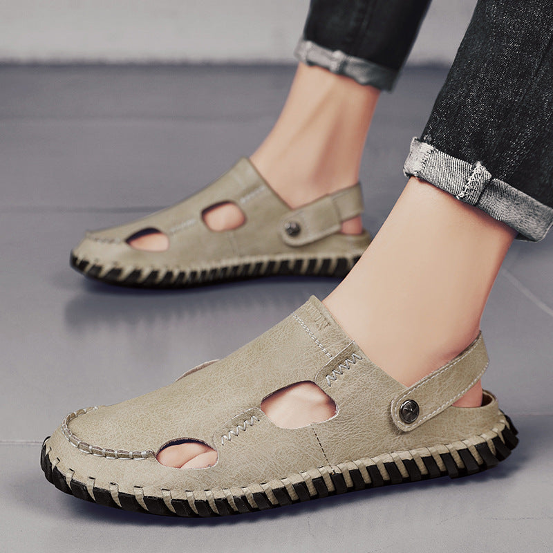 Damen Hochwertige Leder-Sandalen mit atmungsaktiven Einsätzen und rutschfester Sohle R&B