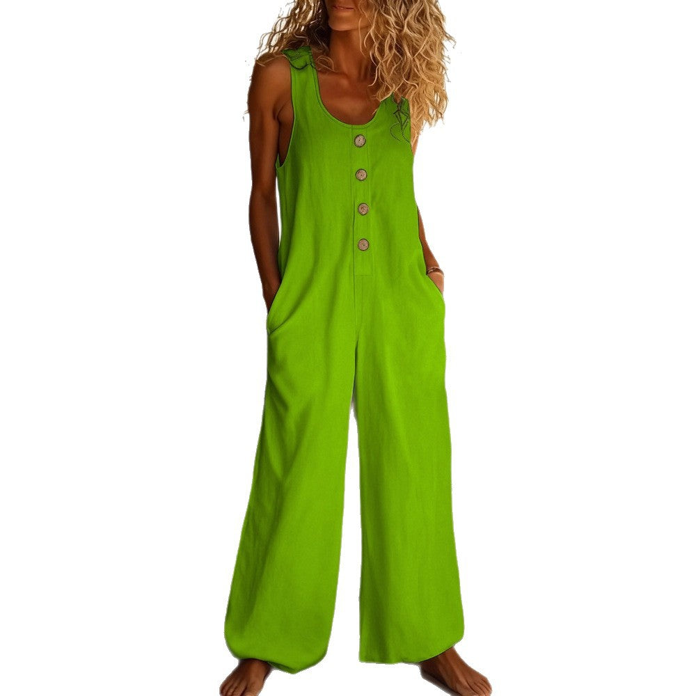 Damen Jumpsuit mit floralem Muster und Knopfdetails R&B