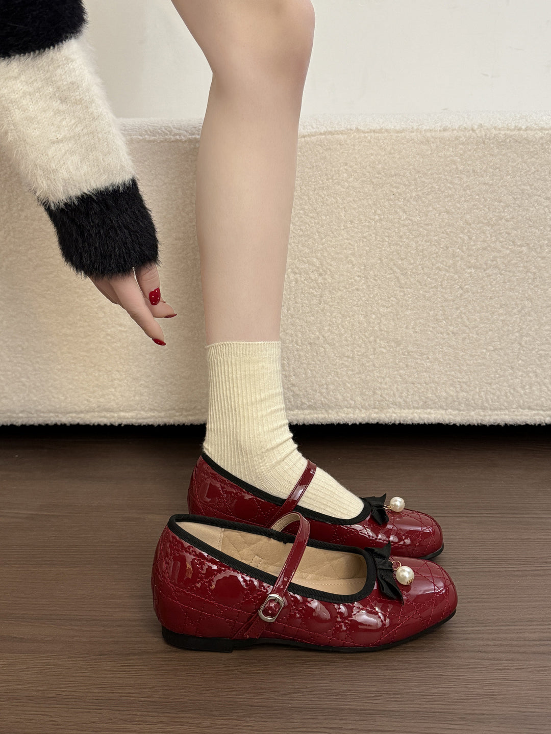 Damen Ballerinas mit eleganter Schnallenverzierung und hochwertiger Ledernarbung R&B