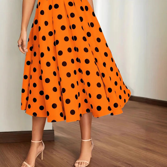 Damen A-Linie Kleid mit Polka-Dots R&B