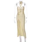 Damen elegantes Maxikleid mit Halterneck und raffiniertem Design R&B