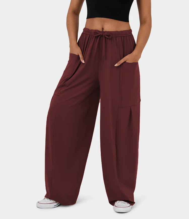 Damen Weite Freizeit-Hose mit elastischem Bund und praktischen Taschen R&B