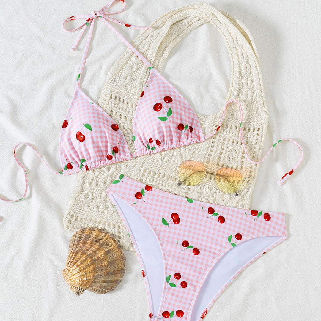 Damen Triangel-Bikini mit verstellbarem Halter und modischem Punktedesign R&B
