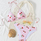 Damen Triangel-Bikini mit verstellbarem Halter und modischem Punktedesign R&B