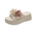 Damen modische Plateau-Sandalen mit Blumen-Applikationen R&B