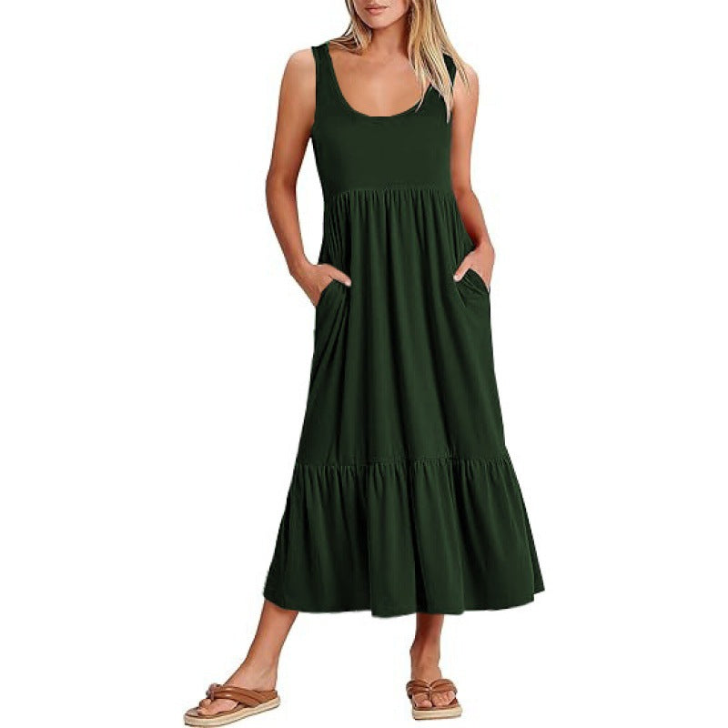 Damen Sommerliches Maxikleid mit praktischen Taschen und voluminösem Saum R&B