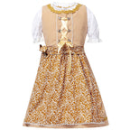 Damen nan traditionelles Trachtenkleid-Set mit geschnürtem Mieder, bestickter Puffbluse und abnehmbarer Schürze R&B