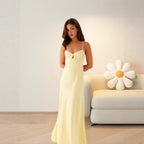 Damen Abendkleid mit verführerischem Spaghettiträger-Design und elegantem Schlitz EB
