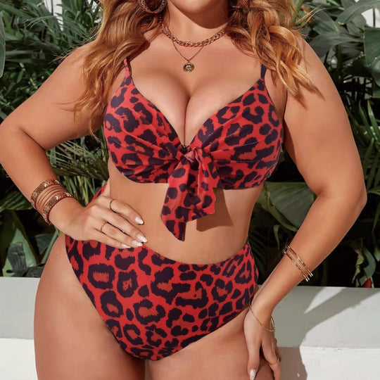 Damen Bikini-Set mit langärmligem Crop-Top und hochgeschnittenen Bottoms R&B