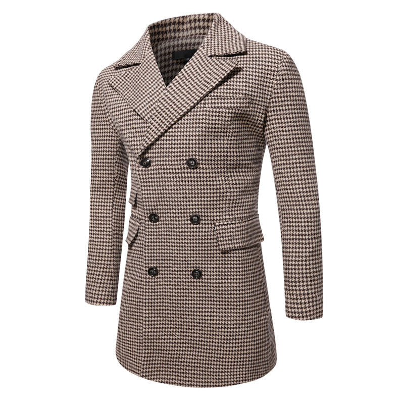 Herren eleganter Karoblazer mit doppelter Knopfleiste und stylischem Innenfutter