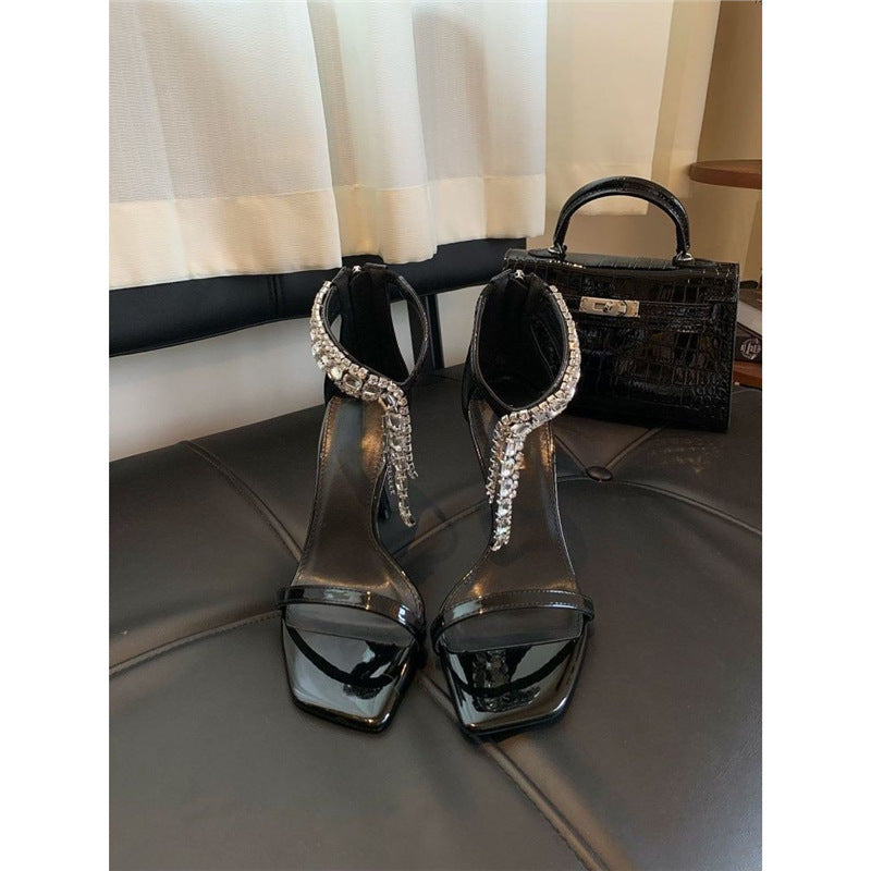 Damen Elegante High Heel Sandalen mit funkelnder Strassverzierung R&B