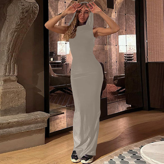 Damen Maxikleid mit Kapuze R&B