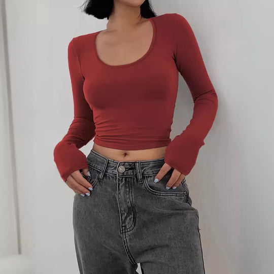 Damen Figurbetontes Langarmshirt mit weiten Ärmeln R&B
