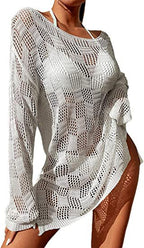 Damen gehäkeltes Crop-Top mit weitem Ärmel und lockerer Passform R&B