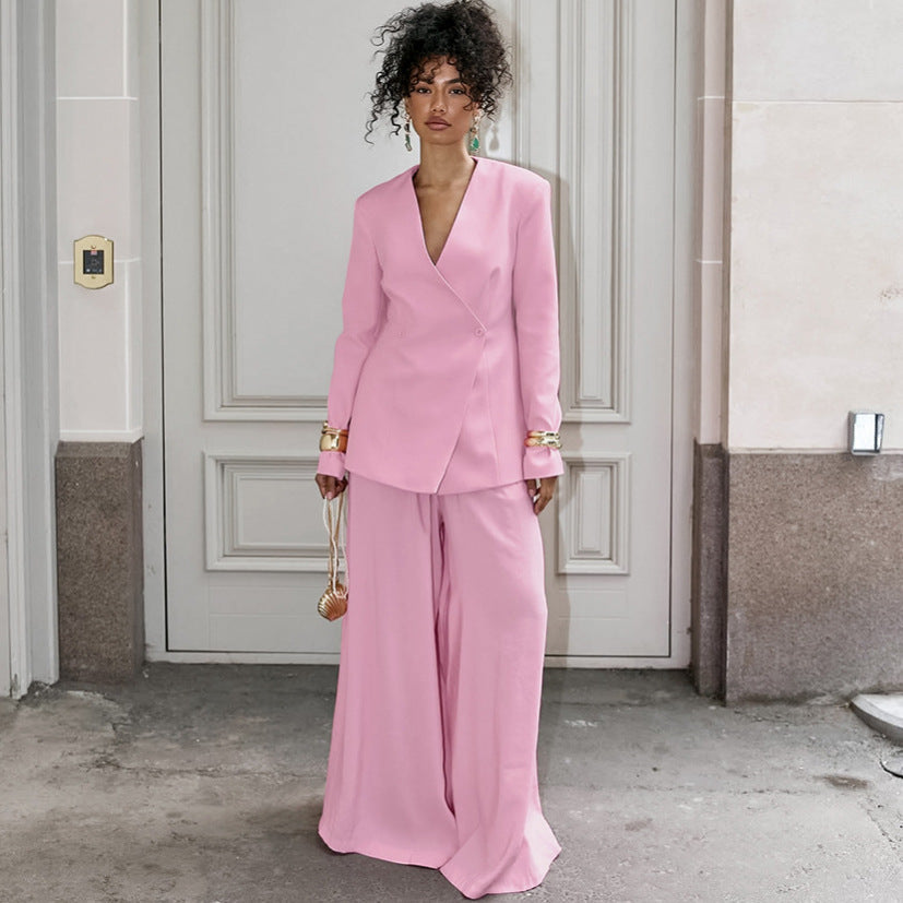 Damen Elegantes Ensemble aus Blazer und weitem Hose R&B