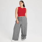 Damen weit geschnittene Karottenhose mit dekorativer Gürtel-Detail R&B