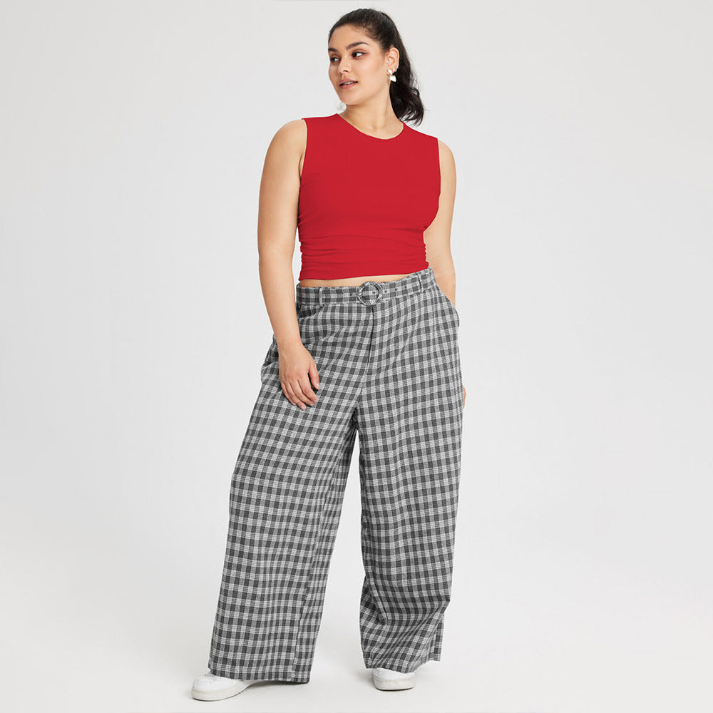 Damen weit geschnittene Karottenhose mit dekorativer Gürtel-Detail R&B