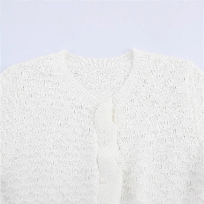 Damen Strickjacke mit Rüschendetails und Knopfleiste R&B