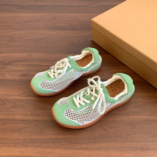 Damen atmungsaktive Mesh-Sneaker mit bequemem Korkfußbett und rutschfester Sohle R&B