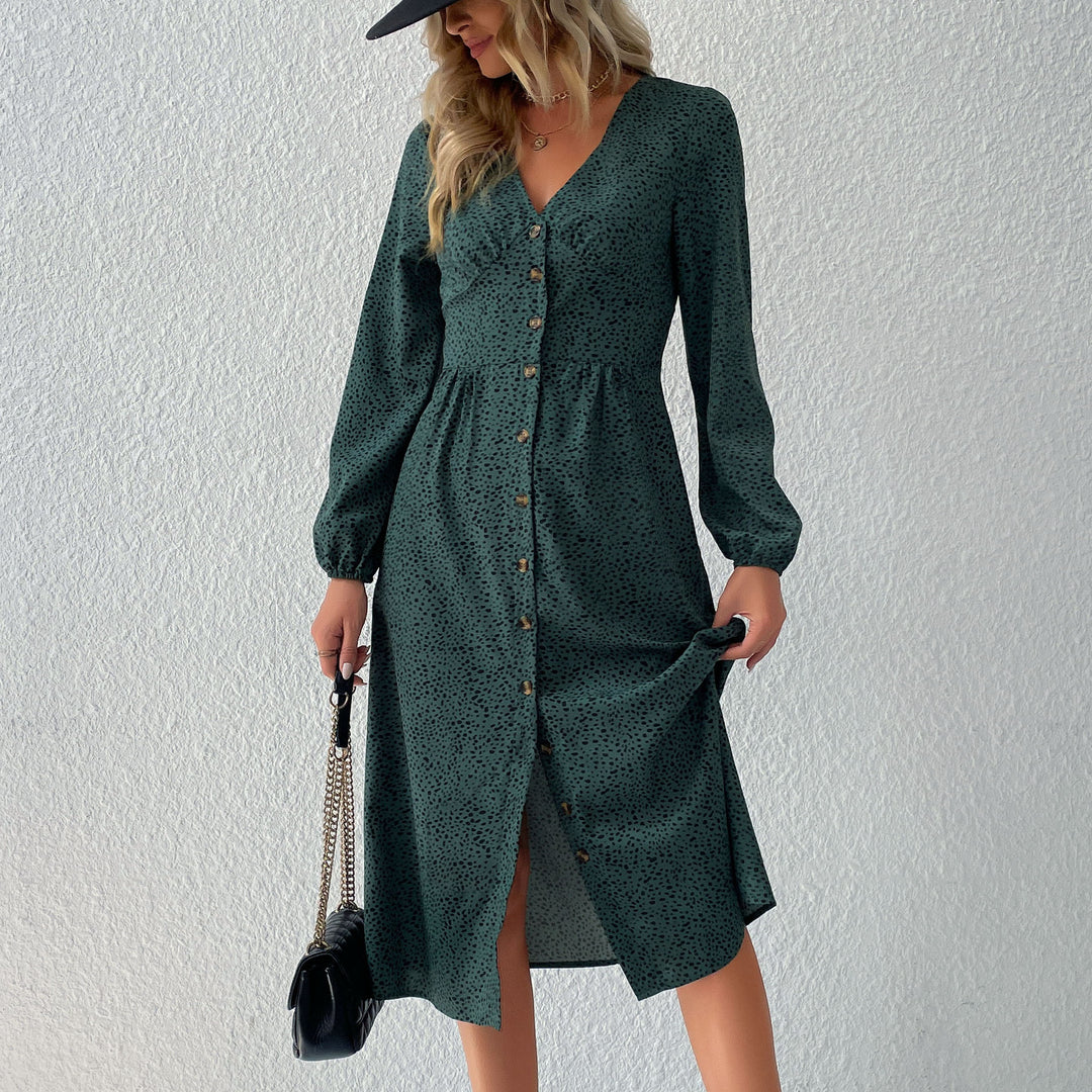 Damen Midi-Kleid mit eleganter Knopfleiste und gerafftem Saum R&B