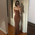 Damen Elegantes Maxikleid mit schmalem Schnitt und verstellbaren Spaghettiträgern EB