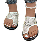 Damen Dekorative Zehentrenner-Sandalen mit feinem Bestickungsmuster und komfortabler Fußbettung R&B
