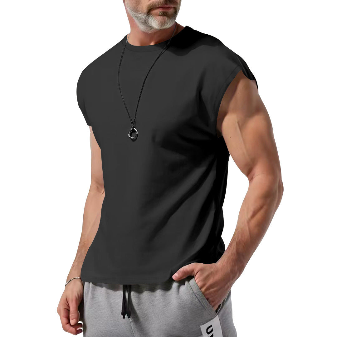Herren nan athletisches ärmelloses Muskelshirt mit rohem Armabschluss und elastischer Baumwollmischung R&B
