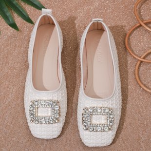 Damen elegante Ballerinas mit funkelndem Schmuckelement R&B