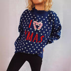 Damen Strickpullover mit festlichem Weihnachtsdesign und lockerer Passform R&B