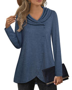 Damen Elegante Bluse mit asymmetrischem Saum und Kragen
