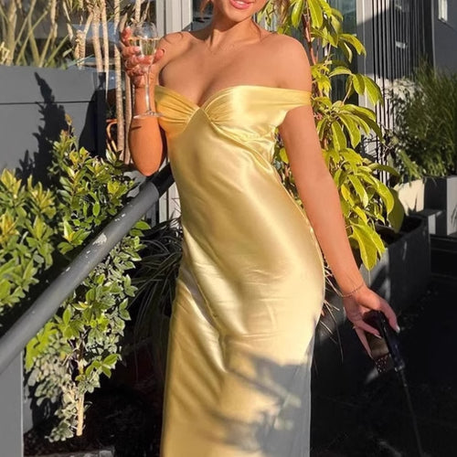 Damen Elegantes schulterfreies Maxikleid mit figurschmeichelndem Schnitt R&B