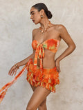 Damen Bandeau-Bikini mit modischen Rüschendetails