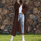 Damen Langer Strickmantel mit modernen Taschen und weichem Material