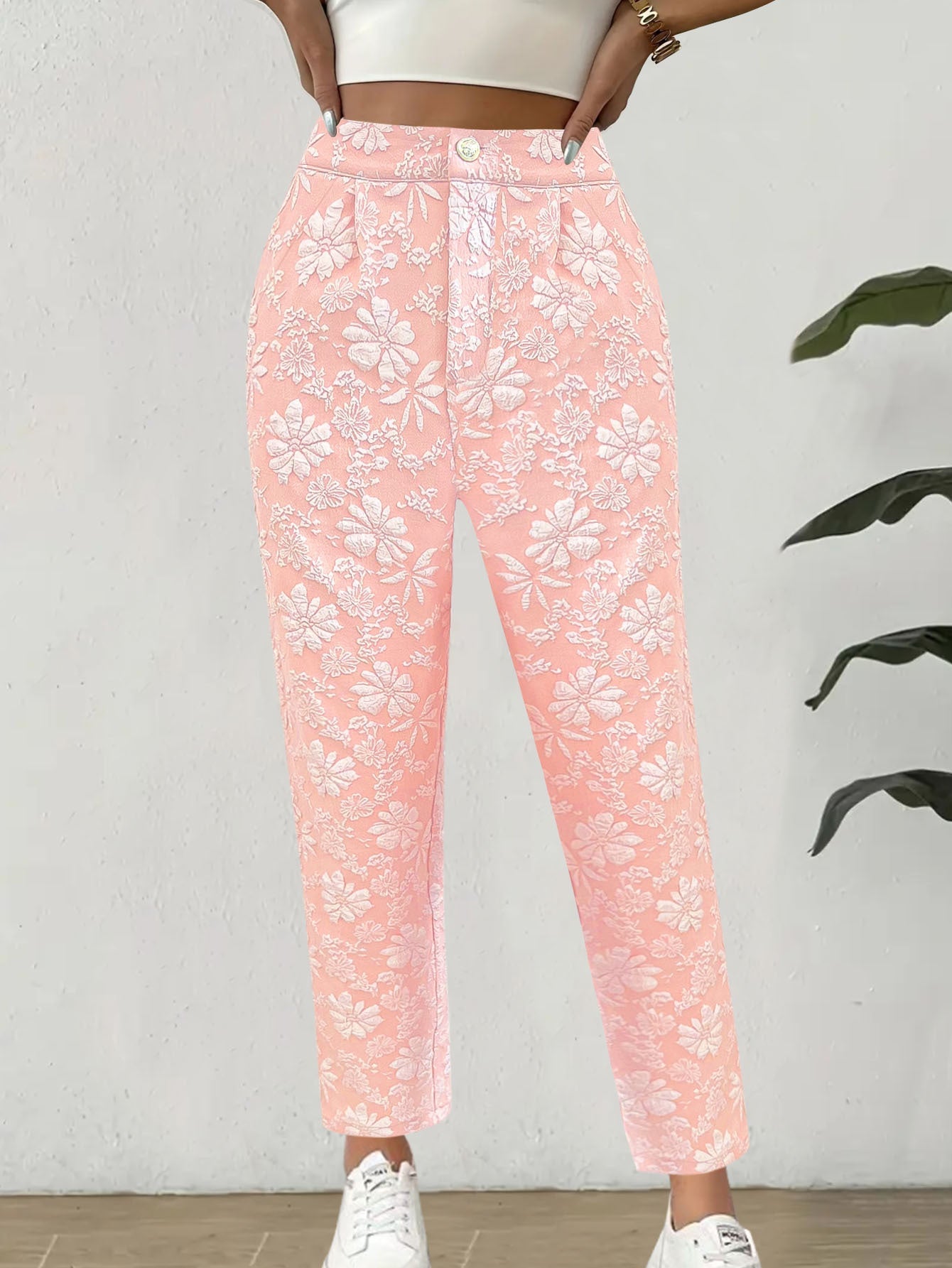 Damen Blumenmuster Hose im eleganten Casual-Stil R&B