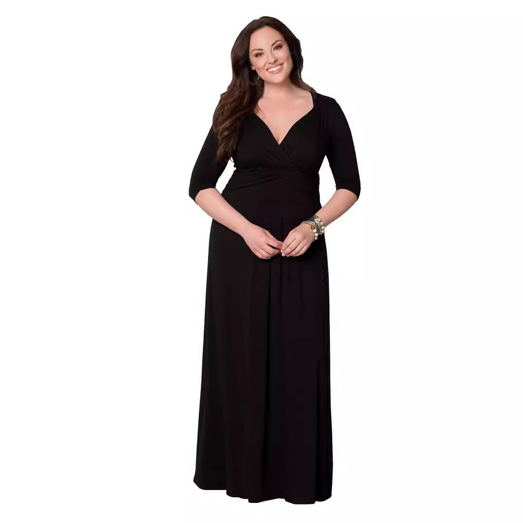 Damen elegantes Maxikleid mit Wickeldetail R&B
