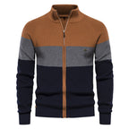 Herren Strickjacke mit modischem Farbblockdesign und hochwertigem Reißverschluss